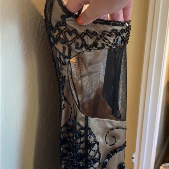 Black and Champagne Beaded Gown - Picture 5 of 5